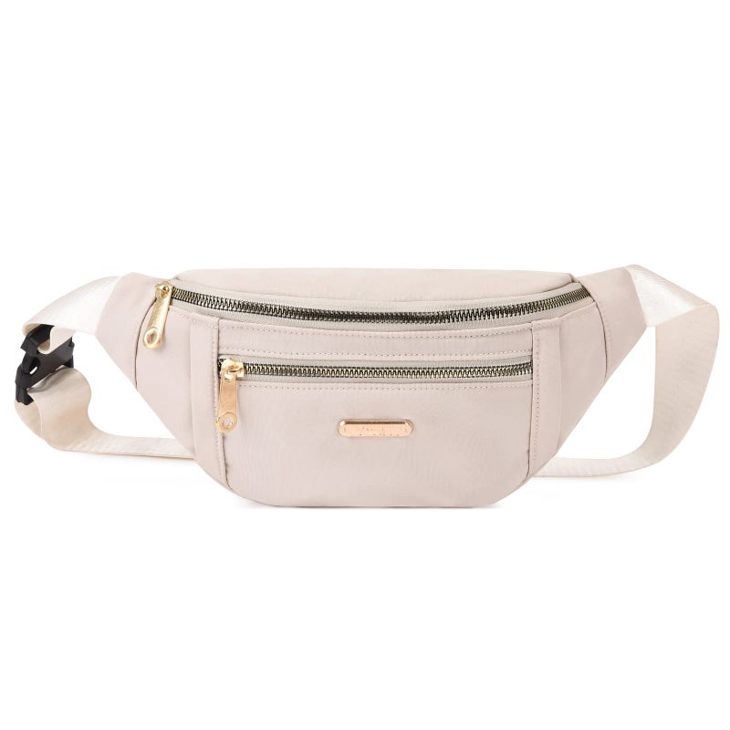 DAITET Fashionable White Fanny Pack for Men&Women  Crossbody Waist Bag with Adjustable Belt  Large Capacity Bum Bag for Traveling Hiking Cycling Workout Casual(Milky White) - Image 1